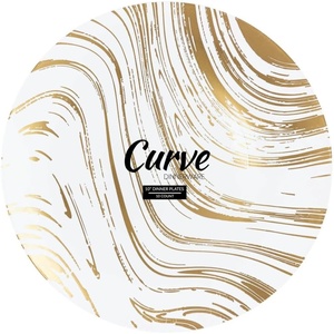 image:imagePARTY BARGAINS 10 Curve Collection Disposable Dinner Plates  20 Pack Heavy Duty White Gold Curve Elegant Tableware Dish Plates for Banquets Catering and Formal Events