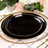 image:imagePARTY BARGAINS 106 Disposable Black Gold Rim Plates 10 Pack Heavy Duty Plastic Edge Collection Tableware Dish Platter Dinner Plates for Catering Events