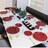 image:imagePARTY BARGAINS 106 Disposable Cranberry Red Plates 10 Pack Heavy Duty Plastic Edge Collection Tableware Dish Platter Dinnerware Table Setting Plates for Catering Events