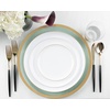 image:imagePARTY BARGAINS 106 Disposable Plastic Plates  Heavy Duty Dinner Plates for Weddings Parties Catering Banquets Events Elegant Edge Collection Party Plates White with Gold Rim 10 Pack