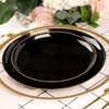 image:imagePARTY BARGAINS 63 Disposable Black Gold Rim Plates 10 Pack Heavy Duty Plastic Edge Collection Tableware Dish Platter Dinnerware Table Setting Plates for Catering Events