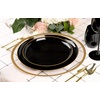 image:imagePARTY BARGAINS 86 Disposable Black Gold Rim Plates 10 Pack Heavy Duty Plastic Edge Collection Tableware Dish Platter Dinnerware Table Setting Plates for Catering Events