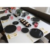 image:imagePARTY BARGAINS 86 Disposable Black Gold Rim Plates 10 Pack Heavy Duty Plastic Edge Collection Tableware Dish Platter Dinnerware Table Setting Plates for Catering Events