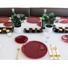 image:imagePARTY BARGAINS 86 Disposable Cranberry Red Plates 10 Pack Heavy Duty Plastic Edge Collection Tableware Dish Platter Dinnerware Table Setting Plates for Catering Events