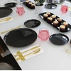 image:imagePARTY BARGAINS Disposable Black Gold Rim Plates 10 Plates each 86 and 106 Heavy Duty Plastic Edge Collection Tableware Dish Platter for Catering Events
