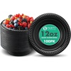 image:imagePARTY BARGAINS 12oz Disposable Black Plastic Bowls 100 Pack Microwave Safe Dinnerware