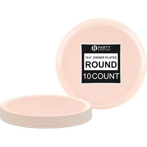 image:imagePARTY BARGAINS 106 Disposable Pink Plates 10 Pack Heavy Duty Plastic Edge Collection Tableware Dish Platter Dinnerware Table Setting Plates for Catering Events
