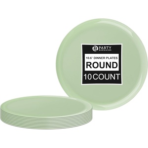 image:imagePARTY BARGAINS 106 Disposable Plastic Plates  Heavy Duty Dinner Plates for Weddings Parties Catering Banquets Events Elegant Edge Collection Party Plates Mint Green 10 Pack