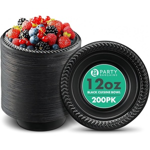 image:imagePARTY BARGAINS 12oz Disposable Black Plastic Bowls 200 Pack Microwave Safe Dinnerware