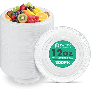 image:imagePARTY BARGAINS 12oz Disposable White Plastic Bowls 200 Pack Microwave Safe Dinnerware