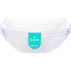 image:imagePARTY BARGAINS 32oz Square Plastic Bowls  5 Pack White Heavy Duty Shatterproof Disposable Fancy Serving Bowls Premium Quality Salad Bowls for Weddings Baby Shower Party SnackClear