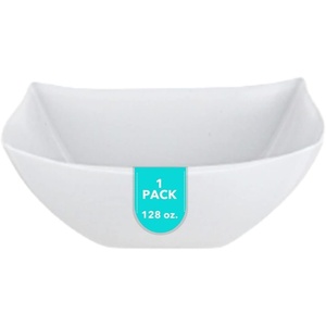 image:imagePARTY BARGAINS 32oz Square Plastic Bowls  5 Pack White Heavy Duty Shatterproof Disposable Fancy Serving Bowls Premium Quality Salad Bowls for Weddings Baby Shower Party SnackWhite  1 Pack