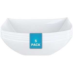 image:imagePARTY BARGAINS 32oz Square Plastic Bowls  5 Pack White Heavy Duty Shatterproof Disposable Fancy Serving Bowls Premium Quality Salad Bowls for Weddings Baby Shower Party SnackWhite  5 Pack