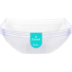 image:imagePARTY BARGAINS 32oz Square Plastic Bowls  5 Pack White Heavy Duty Shatterproof Disposable Fancy Serving Bowls Premium Quality Salad Bowls for Weddings Baby Shower Party SnackClear  4 Pack