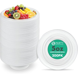 image:imagePARTY BARGAINS 5oz Disposable White Plastic Bowls 200 Pack Microwave Safe Dinnerware
