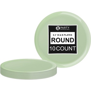image:imagePARTY BARGAINS 63 Disposable Mint Green Plates10 Pack Heavy Duty Plastic Edge Collection Tableware Dish Platter Dinnerware Table Setting Plates for Catering Events