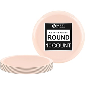 image:imagePARTY BARGAINS 63 Disposable Pink Plates10 Pack Heavy Duty Plastic Edge Collection Tableware Dish Platter Dinnerware Table Setting Plates for Catering Events