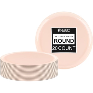 image:imagePARTY BARGAINS 86 Disposable Pink Plates 20 Pack Heavy Duty Plastic Edge Collection Tableware Dish Platter Dinnerware Table Setting Plates for Catering Events