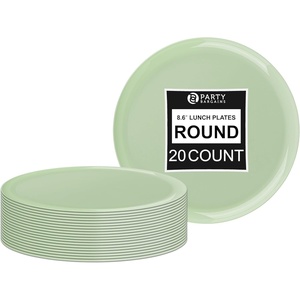 image:imagePARTY BARGAINS 86 Disposable Plastic Plates  Heavy Duty Salad Lunch Plates for Weddings Parties Catering Events Elegant Edge Collection Party Plates Mint Green 20 Pack