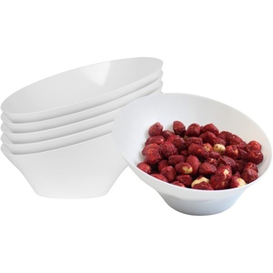 image:imagePARTY BARGAINS White Plastic Angled Bowls 22 oz Medium 5 Pack HeavyDuty Disposable Party Serving Bowls for Salads amp Snacks