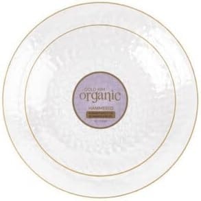 image:imagePARTY BARGAINS 7 amp 9 Organic Collection Hammered Appetizer and Dinner Plates Combo with Gold Rim Transparent Clear 64Pack Disposable Plastic Tableware for Birthdays Banquets and Formal Events