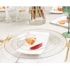 image:imagePARTY BARGAINS 10 Organic Hammered Dinner Plates 10 Pack Transparent Clear PlateGold Rim Disposable Plastic Table Setting Dish Plates for Birthdays Banquet Formal Events