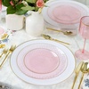 image:imagePARTY BARGAINS 7 Organic Collection Hammered Dinner Plates with Gold Rim  Transparent Pink 20Pack Disposable Plastic Tableware for Birthdays Banquets and Formal Events