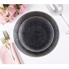 image:imagePARTY BARGAINS 7 Organic Hammered Dinner Plates 10 Pack Transparent Black PlateGold Rim Disposable Plastic Table Setting Dish Plates for Birthdays Banquet Formal Events
