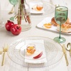 image:imagePARTY BARGAINS 7 Organic Hammered Dinner Plates 10 Pack Transparent Clear PlateGold Rim Disposable Plastic Table Setting Dish Plates for Birthdays Banquet Formal Events