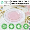 image:imagePARTY BARGAINS 7 Organic Hammered Dinner Plates 10 Pack Transparent Pink PlateGold Rim Disposable Plastic Table Setting Dish Plates for Birthdays Banquet Formal Events
