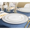 image:imagePARTY BARGAINS 7 Organic Hammered Dinner Plates 20 Pack Transparent White PlateGold Rim Disposable Plastic Table Setting Dish Plates for Birthdays Banquet Formal Events