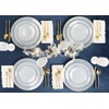image:imagePARTY BARGAINS 7 Organic Hammered Dinner Plates 20 Pack Transparent White PlateGold Rim Disposable Plastic Table Setting Dish Plates for Birthdays Banquet Formal Events
