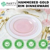 image:imagePARTY BARGAINS 7 amp 10 Organic Collection Hammered Appetizer and Dinner Plates Combo with Gold Rim  Transparent Pink 32Pack Disposable Plastic Tableware for Birthdays Banquets and Formal Events