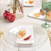 image:imagePARTY BARGAINS 7 amp 9 Organic Collection Hammered Appetizer and Dinner Plates Combo with Gold Rim  Transparent Clear 64Pack Disposable Plastic Tableware for Birthdays Banquets and Formal Events