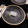image:imagePARTY BARGAINS 7 amp 9 Organic Collection Hammered Appetizer and Dinner Plates Combo with Gold Rim  Transparent Clear 64Pack Disposable Plastic Tableware for Birthdays Banquets and Formal Events
