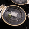 image:imagePARTY BARGAINS 7 amp 9 Organic Hammered Dinner Plates Combo 32 Pack Transparent Clear PlateGold Rim Disposable Plastic Table Dish Plates for Birthdays Banquet Formal Events