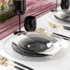image:imagePARTY BARGAINS 9 Organic Hammered Dinner Plates 10 Pack Transparent Black PlateGold Rim Disposable Plastic Table Setting Dish Plates for Birthdays Banquet Formal Events