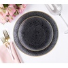 image:imagePARTY BARGAINS 9 Organic Hammered Dinner Plates 10 Pack Transparent Black PlateGold Rim Disposable Plastic Table Setting Dish Plates for Birthdays Banquet Formal Events