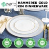 image:imagePARTY BARGAINS 9 Organic Hammered Dinner Plates 10 Pack Transparent White PlateGold Rim Disposable Plastic Table Setting Dish Plates for Birthdays Banquet Formal Events