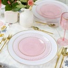 image:imagePARTY BARGAINS 9 Organic Hammered Dinner Plates 20 Pack Transparent Pink PlateGold Rim Disposable Plastic Table Setting Dish Plates for Birthdays Banquet Formal Events
