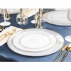 image:imagePARTY BARGAINS 9 Organic Hammered Dinner Plates 20 Pack Transparent White PlateGold Rim Disposable Plastic Table Setting Dish Plates for Birthdays Banquet Formal Events