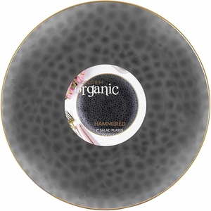 image:imagePARTY BARGAINS 7 Organic Hammered Dinner Plates 10 Pack Transparent Black PlateGold Rim Disposable Plastic Table Setting Dish Plates for Birthdays Banquet Formal Events