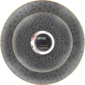 image:imagePARTY BARGAINS 7 amp 10 Organic Collection Hammered Appetizer and Dinner Plates Combo with Gold Rim  Transparent Black 64Pack Disposable Plastic Tableware for Birthdays Banquets and Formal Events