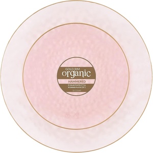 image:imagePARTY BARGAINS 7 amp 10 Organic Collection Hammered Appetizer and Dinner Plates Combo with Gold Rim  Transparent Pink 32Pack Disposable Plastic Tableware for Birthdays Banquets and Formal Events