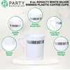 image:imagePARTY BARGAINS 8oz Disposable Plastic Coffee Cups with Handles White with Silver Lace Band 32Pack Disposable Tea amp Coffee Cups for Weddings Bridal Showers Parties Events amp Outdoor Entertaining