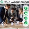image:imagePARTY BARGAINS 8oz Disposable Plastic Coffee Cups with Handles White with Silver Lace Band 8Pack Disposable Tea amp Coffee Cups for Weddings Bridal Showers Parties Events amp Outdoor Entertaining