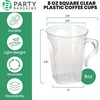 image:imagePARTY BARGAINS 8oz Square Clear Disposable Plastic Coffee Cups with Handles 32 Count Modern Tea amp Hot Beverage Cups for Parties Weddings Catering amp Events