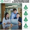 image:imagePARTY BARGAINS 8oz Square Clear Disposable Plastic Coffee Cups with Handles 32 Count Modern Tea amp Hot Beverage Cups for Parties Weddings Catering amp Events