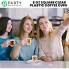 image:imagePARTY BARGAINS 8oz Square Clear Disposable Plastic Coffee Cups with Handles 8 Count Modern Tea amp Hot Beverage Cups for Parties Weddings Catering amp Events