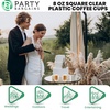 image:imagePARTY BARGAINS 8oz Square Clear Disposable Plastic Coffee Cups with Handles 8 Count Modern Tea amp Hot Beverage Cups for Parties Weddings Catering amp Events